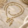 Oro Laminado Medium Rosary, Gold Filled Style Altagracia and Crucifix Design, Polished, Golden Finish, 5.204.003.1.24