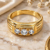 Oro Laminado Mens Ring, Gold Filled Style with White Cubic Zirconia, Polished, Golden Finish, 5.178.030.09 (Size 9)