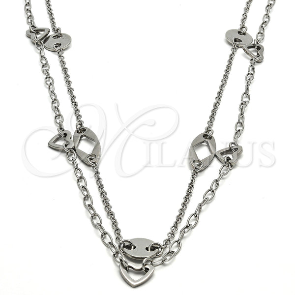 Stainless Steel Fancy Necklace, Polished, Steel Finish, 04.220.0002.34 (20 MM Thickness, 34 Inches Length)