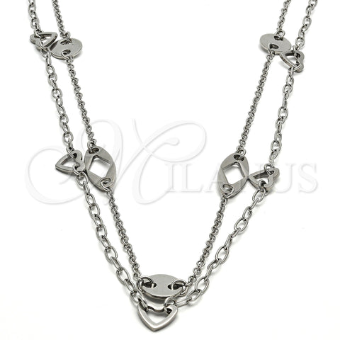 Stainless Steel Fancy Necklace, Polished, Steel Finish, 04.220.0002.34 (20 MM Thickness, 34 Inches Length)