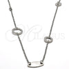 Stainless Steel Fancy Necklace, Polished, Steel Finish, 04.220.0001.65 (18 MM Thickness, 65 Inches Length)