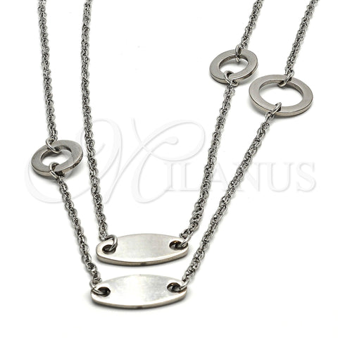 Stainless Steel Fancy Necklace, Polished, Steel Finish, 04.220.0001.65 (18 MM Thickness, 65 Inches Length)