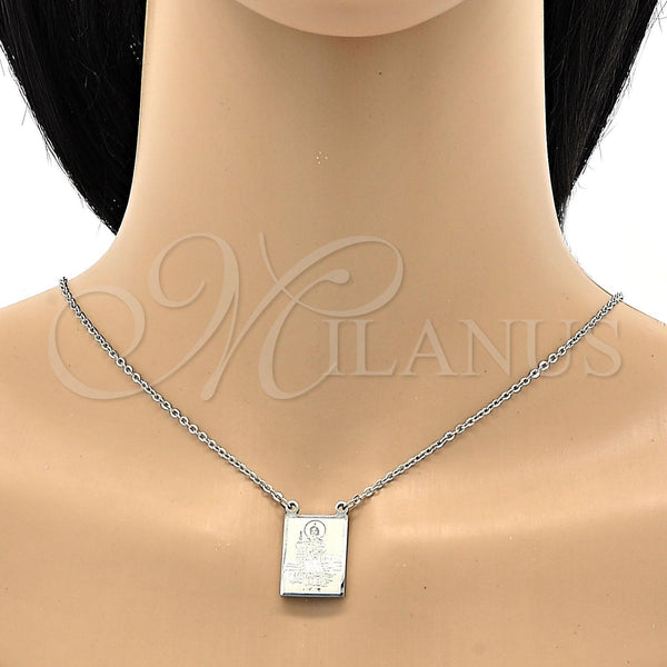 Stainless Steel Necklace — Pendant Necklace San Judas and Rolo Design Polished — alternate product view — SKU 103992 | Acero Inoxidable collar — Pendant Necklace San Judas and Rolo diseño pulido — SKU 103992
