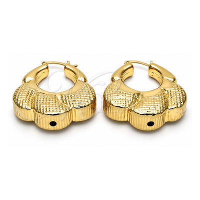 Oro Laminado Medium Hoop, Gold Filled Style Hollow Design, Diamond Cutting Finish, Golden Finish, 02.91.0051
