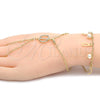 Oro Laminado Fancy Bracelet, Gold Filled Style Rolo Design, with Ivory Pearl, Polished, Golden Finish, 03.91.0064.14 (16 MM Thickness, 14 Inches Length)