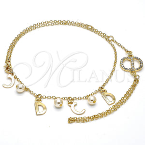 Gold Filled Bracelet — Fancy Bracelet Rolo Design with Ivory Pearl Polished — main product view — SKU 104050 | Oro Laminado brazalete — elegante Bracelet Rolo diseño with Ivory Pearl pulido — SKU 104050