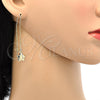 Oro Laminado Threader Earring, Gold Filled Style Star and Smile Design, Polished, Golden Finish, 02.65.2502