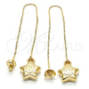Oro Laminado Threader Earring, Gold Filled Style Star and Smile Design, Polished, Golden Finish, 02.65.2502