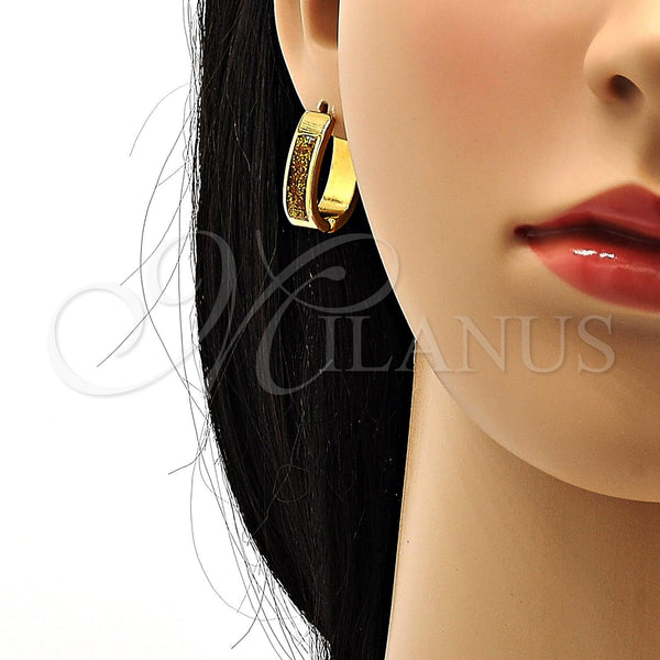 Stainless Steel Hoop Earrings — Huggie Hoop with Multicolor Opal Polished 02. — alternate product view — SKU 104311 | Acero Inoxidable aretes de aro — Huggie Hoop with Multicolor Opal pulido 02. — SKU 104311