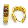 Stainless Steel Huggie Hoop, with Multicolor Opal, Polished, Golden Finish, 02.230.0005.16