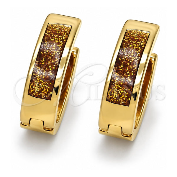 Stainless Steel Huggie Hoop, with Multicolor Opal, Polished, Golden Finish, 02.230.0005.16
