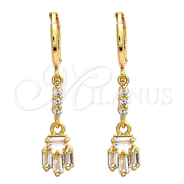 Gold Filled Ring — Long Earring Baguette Design with White Cubic Zirconia — main product view — SKU 104385 | Oro Laminado anillo — Long Earring Baguette diseño with blanco Cubic Zirconia — SKU 104385