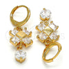 Oro Laminado Long Earring, Gold Filled Style with White Cubic Zirconia, Polished, Golden Finish, 02.217.0006.1