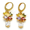 Oro Laminado Long Earring, Gold Filled Style with Multicolor and White Cubic Zirconia, Polished, Golden Finish, 02.217.0006