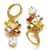 Oro Laminado Long Earring, Gold Filled Style with Multicolor and White Cubic Zirconia, Polished, Golden Finish, 02.217.0006