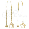 Oro Laminado Threader Earring, Gold Filled Style Flower Design, Polished, Golden Finish, 02.65.2511