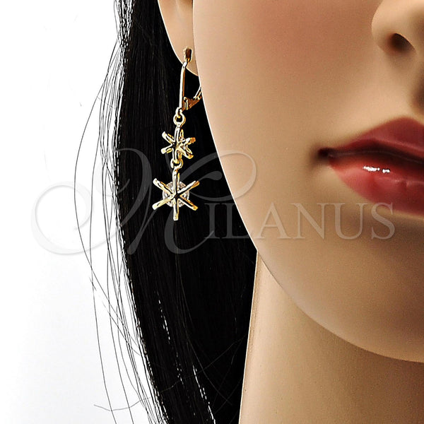 Gold Filled Ring — Long Earring Star Design with White Cubic Zirconia — alternate product view — SKU 104428 | Oro Laminado anillo — Long Earring estrella diseño with blanco Cubic Zirconia — SKU 104428