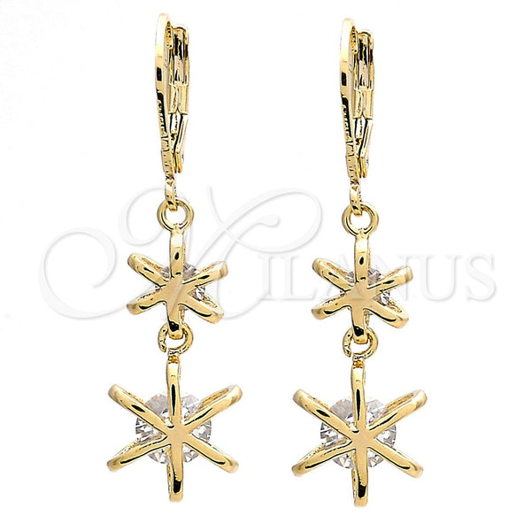 Gold Filled Ring — Long Earring Star Design with White Cubic Zirconia — main product view — SKU 104428 | Oro Laminado anillo — Long Earring estrella diseño with blanco Cubic Zirconia — SKU 104428