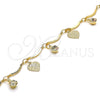 Oro Laminado Charm Bracelet, Gold Filled Style Heart Design, with White Crystal, Polished, Golden Finish, 5.030.013.08 (01 MM Thickness, 8 Inches Length)