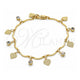 Oro Laminado Charm Bracelet, Gold Filled Style Heart Design, with White Crystal, Polished, Golden Finish, 5.030.013.08 (01 MM Thickness, 8 Inches Length)
