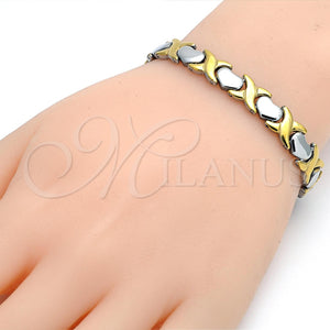 Stainless Steel Bracelet — Necklace and Bracelet Hugs and Kisses and Heart — main product view — SKU 104442 | Acero Inoxidable brazalete — Necklace and Bracelet Hugs and Kisses and corazón — SKU 104442