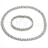 Stainless Steel Necklace and Bracelet, Hugs and Kisses and Heart Design, Polished, Steel Finish, 06.231.0001