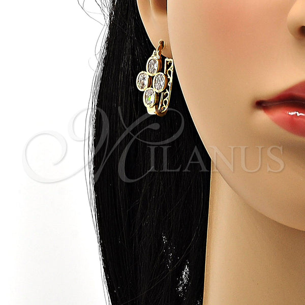 Gold Filled Hoop Earrings — Small Hoop with White Cubic Zirconia Polished 02. — alternate product view — SKU 104450 | Oro Laminado aretes de aro — Small Hoop with blanco Cubic Zirconia pulido 02. — SKU 104450