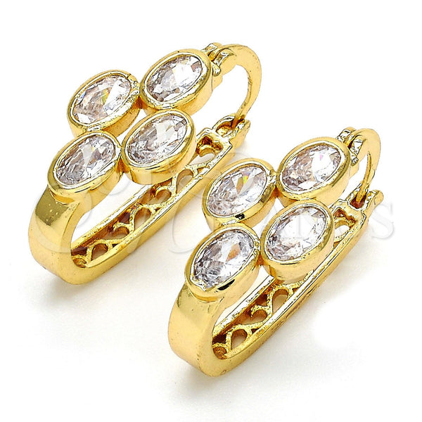 Gold Filled Hoop Earrings — Small Hoop with White Cubic Zirconia Polished 02. — main product view — SKU 104450 | Oro Laminado aretes de aro — Small Hoop with blanco Cubic Zirconia pulido 02. — SKU 104450