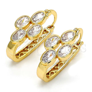Gold Filled Hoop Earrings — Small Hoop with White Cubic Zirconia Polished 02. — main product view — SKU 104450 | Oro Laminado aretes de aro — Small Hoop with blanco Cubic Zirconia pulido 02. — SKU 104450