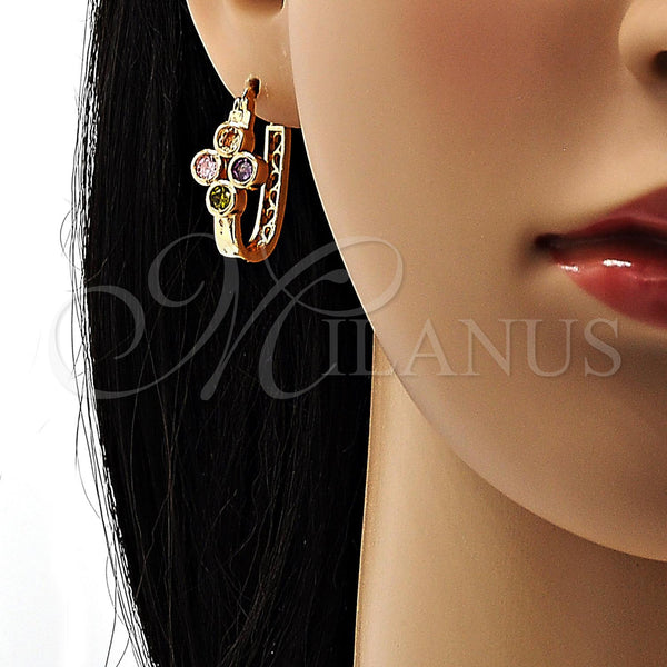 Gold Filled Hoop Earrings — Small Hoop with Multicolor Cubic Zirconia Polished 02. — alternate product view — SKU 104451 | Oro Laminado aretes de aro — Small Hoop with Multicolor Cubic Zirconia pulido 02. — SKU 104451