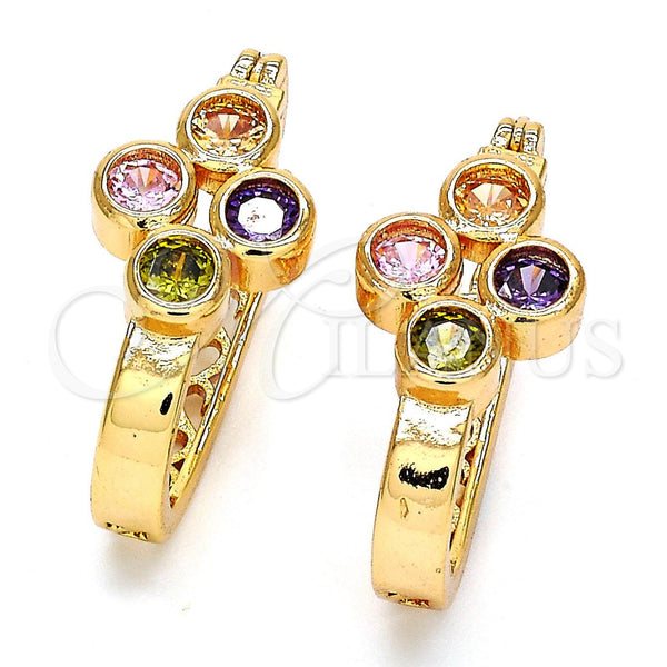 Gold Filled Hoop Earrings — Small Hoop with Multicolor Cubic Zirconia Polished 02. — main product view — SKU 104451 | Oro Laminado aretes de aro — Small Hoop with Multicolor Cubic Zirconia pulido 02. — SKU 104451