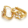 Oro Laminado Small Hoop, Gold Filled Style Flower and Leaf Design, with White Cubic Zirconia, Polished, Golden Finish, 02.196.0028.1.15