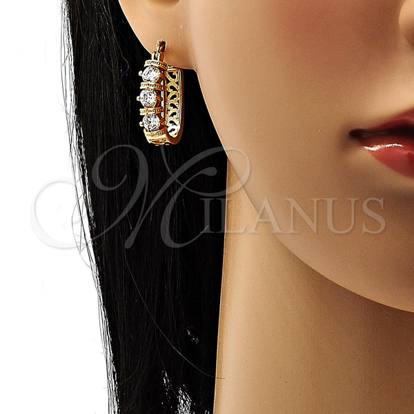 Gold Filled Hoop Earrings — Small Hoop with White Cubic Zirconia Polished 02. — alternate product view — SKU 104468 | Oro Laminado aretes de aro — Small Hoop with blanco Cubic Zirconia pulido 02. — SKU 104468