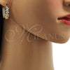 Oro Laminado Small Hoop, Gold Filled Style with White Cubic Zirconia, Polished, Golden Finish, 02.196.0039.15