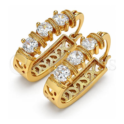 Oro Laminado Small Hoop, Gold Filled Style with White Cubic Zirconia, Polished, Golden Finish, 02.196.0039.15