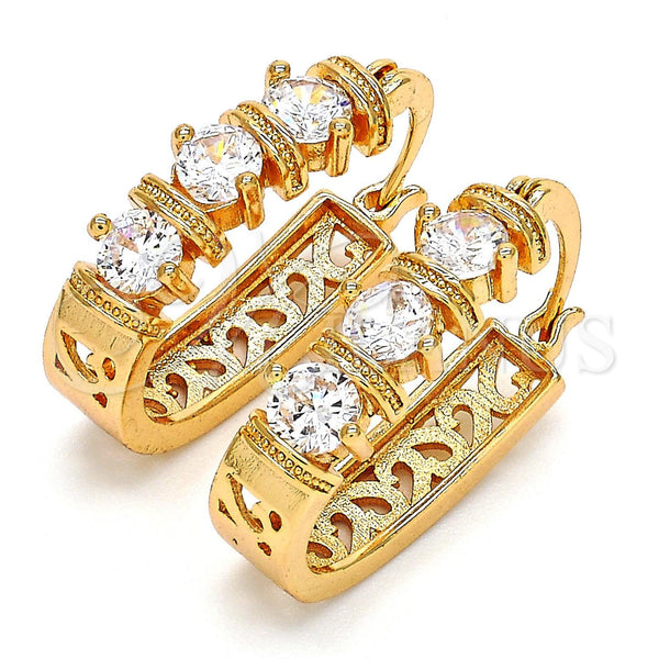 Gold Filled Hoop Earrings — Small Hoop with White Cubic Zirconia Polished 02. — main product view — SKU 104468 | Oro Laminado aretes de aro — Small Hoop with blanco Cubic Zirconia pulido 02. — SKU 104468