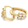 Oro Laminado Small Hoop, Gold Filled Style Leaf Design, with White Cubic Zirconia, Polished, Golden Finish, 02.196.0047.15