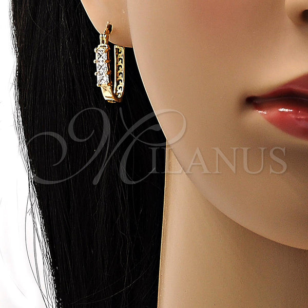 Gold Filled Hoop Earrings — Small Hoop with White Cubic Zirconia Polished 02. — alternate product view — SKU 104481 | Oro Laminado aretes de aro — Small Hoop with blanco Cubic Zirconia pulido 02. — SKU 104481
