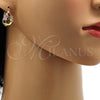 Oro Laminado Small Hoop, Gold Filled Style Teardrop Design, with Multicolor Cubic Zirconia, Polished, Golden Finish, 02.196.0001.2.15