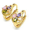 Oro Laminado Small Hoop, Gold Filled Style Teardrop Design, with Multicolor Cubic Zirconia, Polished, Golden Finish, 02.196.0001.2.15