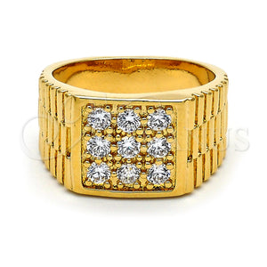 Gold Filled Ring — Mens Ring with White Cubic Zirconia Diamond Cutting — main product view — SKU 104551 | Oro Laminado anillo — Mens Ring with blanco Cubic Zirconia Diamond Cutting — SKU 104551