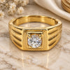 Oro Laminado Mens Ring, Gold Filled Style with White Cubic Zirconia, Polished, Golden Finish, 5.178.035.06 (Size 6)