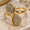 Oro Laminado Multi Stone Ring, Gold Filled Style Bow and Twist Design, with White Micro Pave, Polished, Golden Finish, 01.156.0001.08 (Size 8)