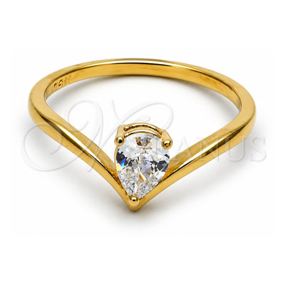 Oro Laminado Solitaire Ring, Gold Filled Style with White Cubic Zirconia, Polished, Golden Finish, 120.044.09 (Size 9)