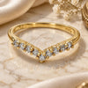 Oro Laminado Multi Stone Ring, Gold Filled Style with White Cubic Zirconia, Polished, Golden Finish, 120.043.09 (Size 9)