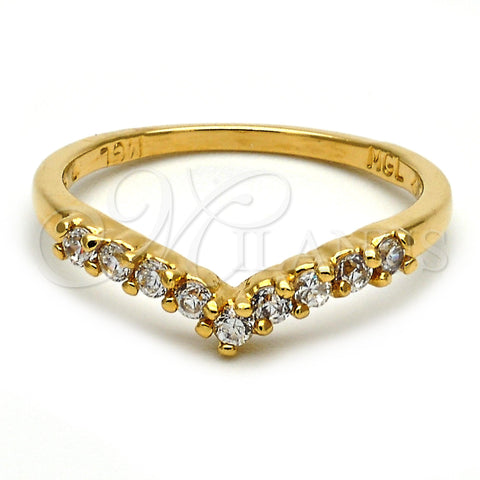 Oro Laminado Multi Stone Ring, Gold Filled Style with White Cubic Zirconia, Polished, Golden Finish, 120.043.09 (Size 9)