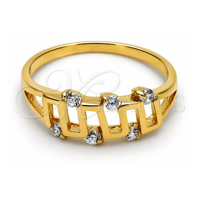 Oro Laminado Multi Stone Ring, Gold Filled Style with White Cubic Zirconia, Polished, Golden Finish, 01.63.0141.07 (Size 7)