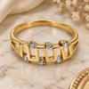 Oro Laminado Multi Stone Ring, Gold Filled Style with White Cubic Zirconia, Polished, Golden Finish, 01.63.0141.08 (Size 8)