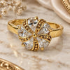Oro Laminado Elegant Ring, Gold Filled Style Flower Design, with White Cubic Zirconia, Polished, Golden Finish, 5.169.020.09 (Size 9)