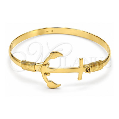 Oro Laminado Individual Bangle, Gold Filled Style Anchor Design, Polished, Golden Finish, 07.192.0012.06 (25 MM Thickness, Size 6 (2.75 Diameter))